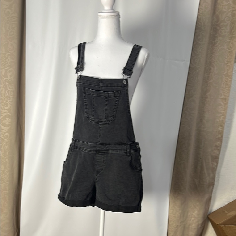 Wallflower Black Denim Overalls Shorts